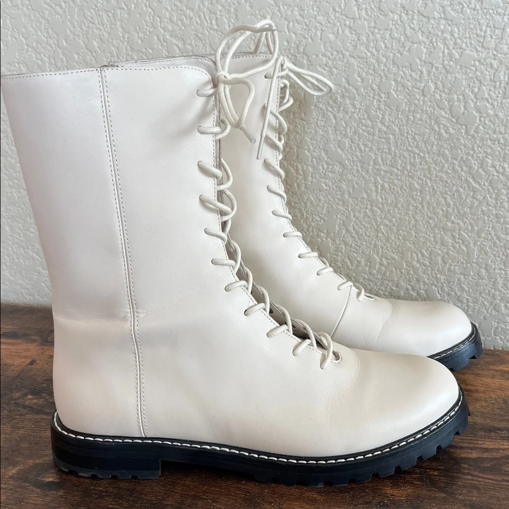 J.Crew Gwen Lug-Sole Leather Lace-Up Boots